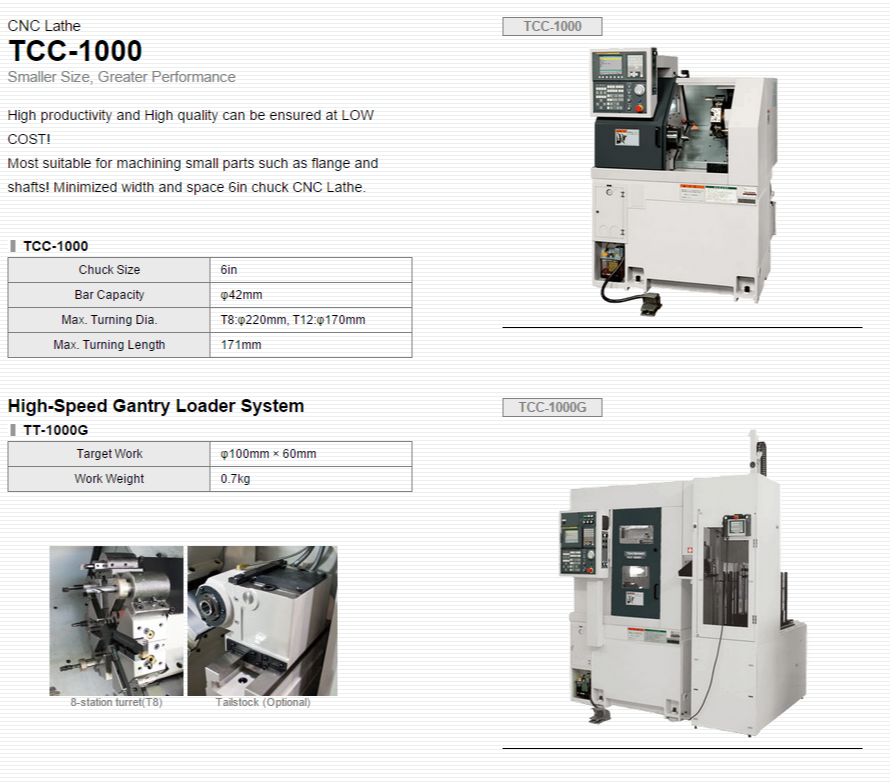 TAKISAWA MACHINE TOOL CO.,LTD.   Products   CNC Lathe   TCC-1000