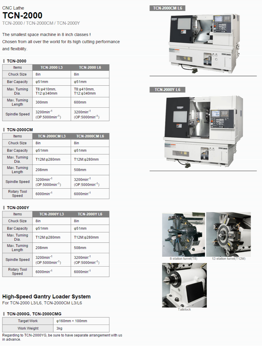 TAKISAWA MACHINE TOOL CO.,LTD.   Products   CNC Lathe   TCN-2000