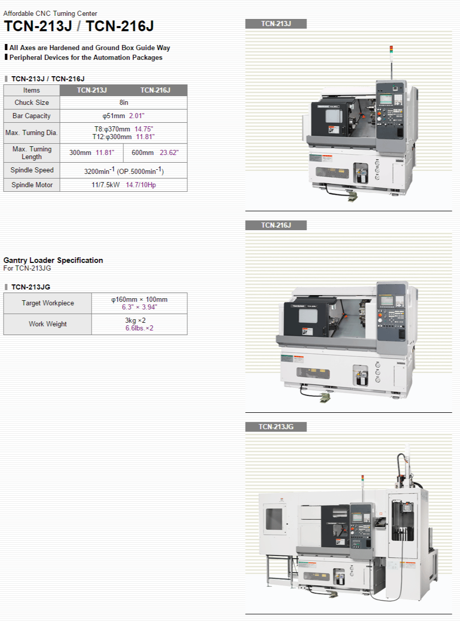 TAKISAWA MACHINE TOOL CO.,LTD.   Products   CNC Lathe   TCN-203J.206J