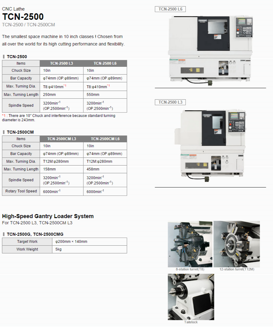 TAKISAWA MACHINE TOOL CO.,LTD.   Products   CNC Lathe   TCN-2500