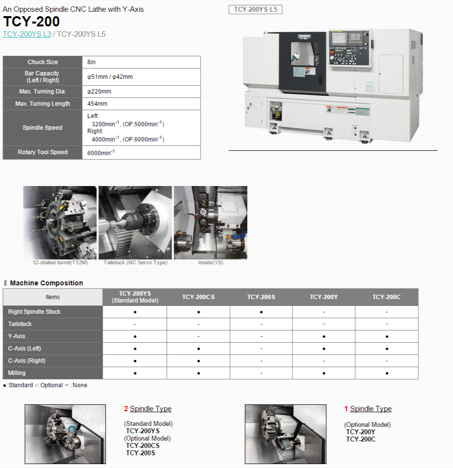 TAKISAWA MACHINE TOOL CO.,LTD.   Products   CNC Lathe   TCY-200 L5