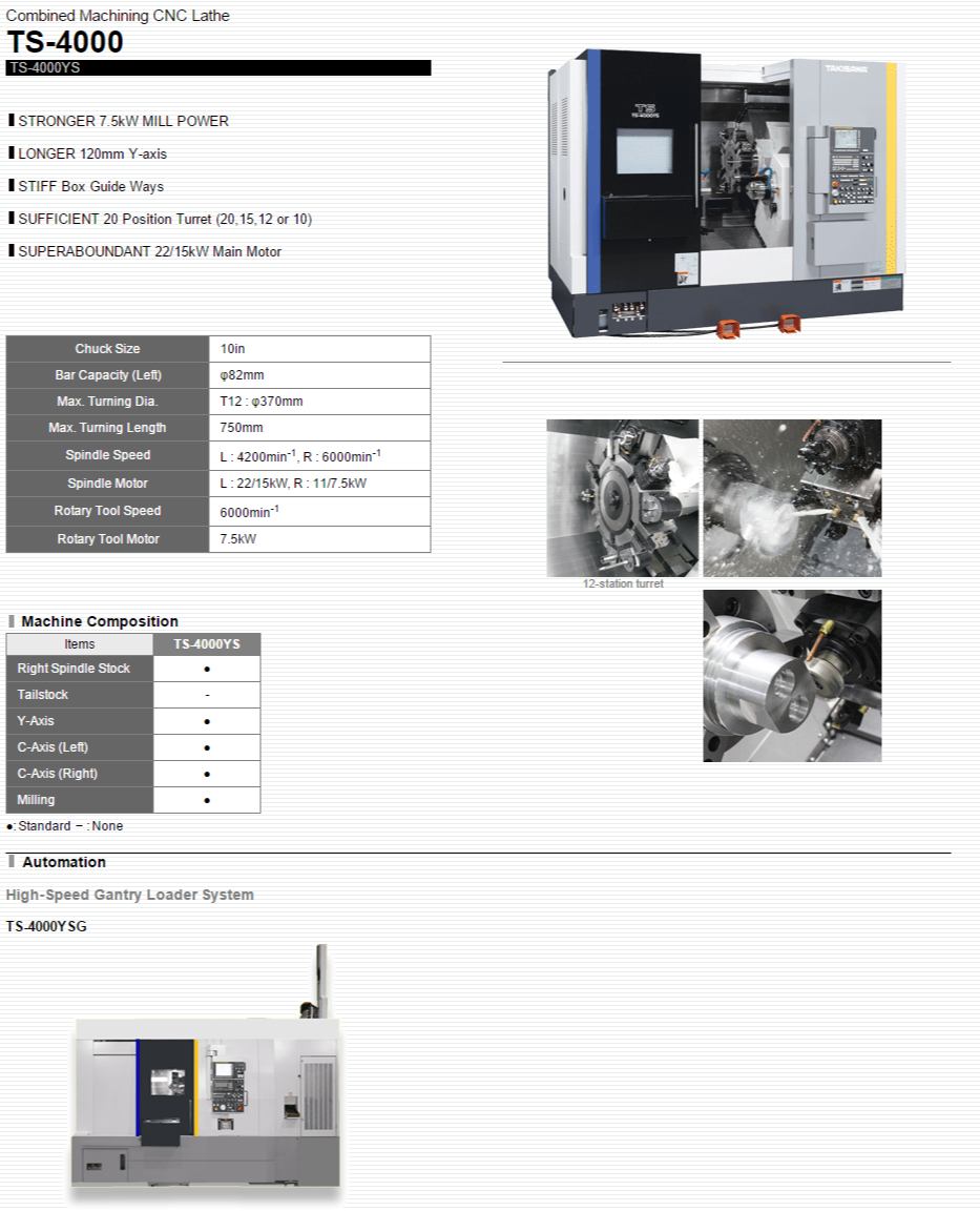 TAKISAWA MACHINE TOOL CO.,LTD.   Products   CNC Lathe   TY-2000