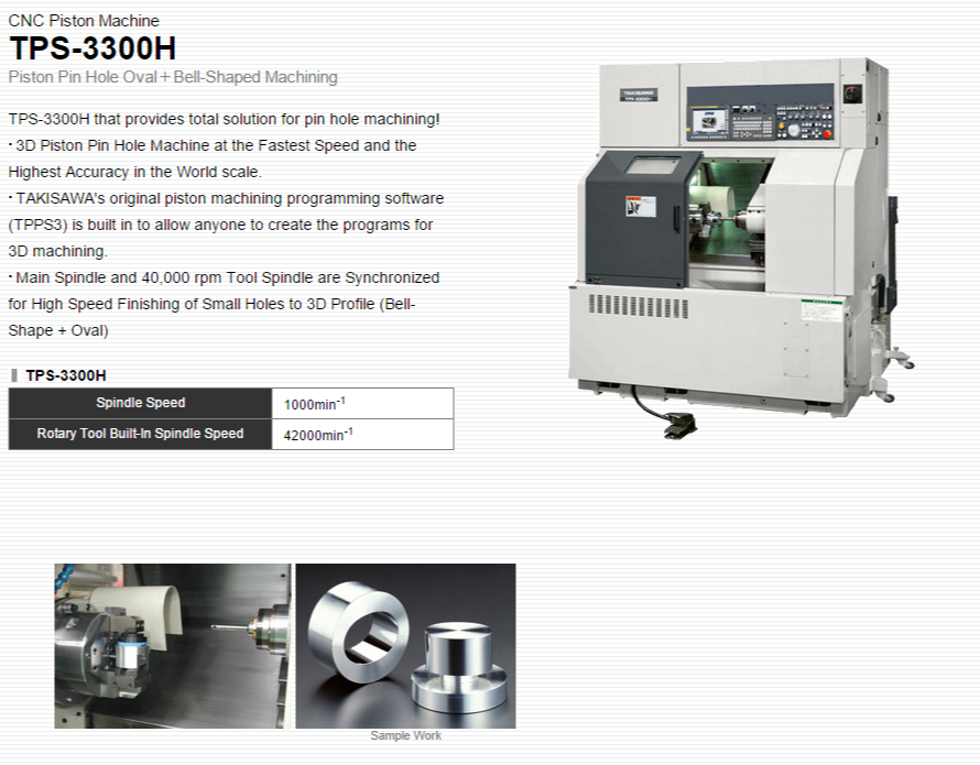 TAKISAWA MACHINE TOOL CO.,LTD.   Products   CNC Piston Machine   TPS-3300H