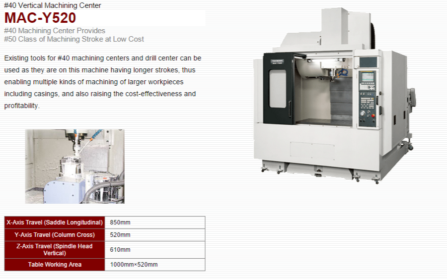 TAKISAWA MACHINE TOOL CO.,LTD.   Products   Machining Center   MAC-Y520 (1)