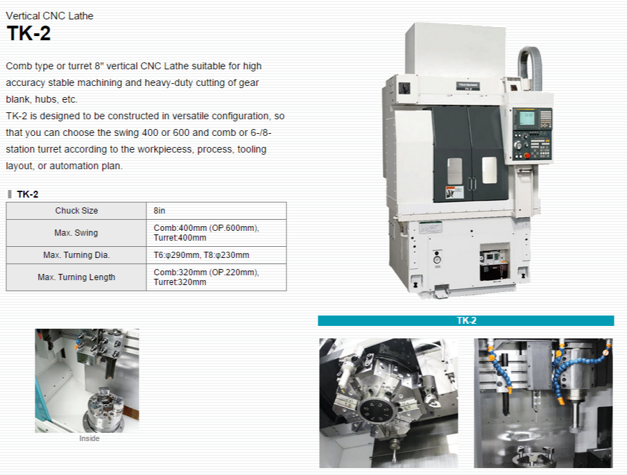 TAKISAWA MACHINE TOOL CO.,LTD.   Products   Vertical CNC Lathe   TK-2